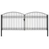 vidaXL Fence Gate Double Door with Arched Top Steel 400x175 cm Black