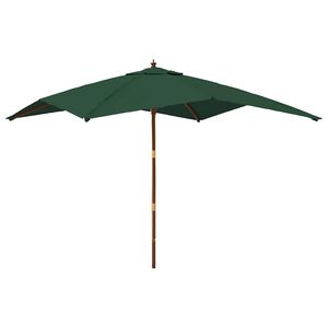 vidaXL Garden Parasol with Wooden Pole Green 300x300x273 cm