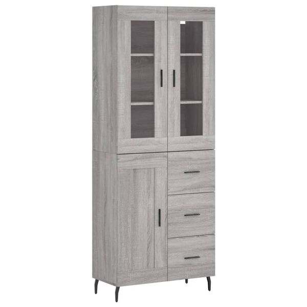 vidaXL Highboard Grey Sonoma 69.5x34x180 cm Engineered Wood