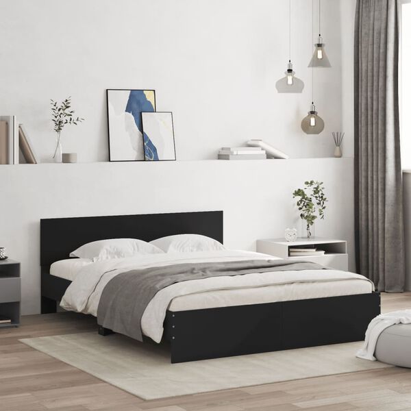 vidaXL Bed Frame without Mattress Black 140x190 cm