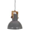 vidaXL Industrial Hanging Lamp 25 W Grey Round Mango Wood 32 cm E27