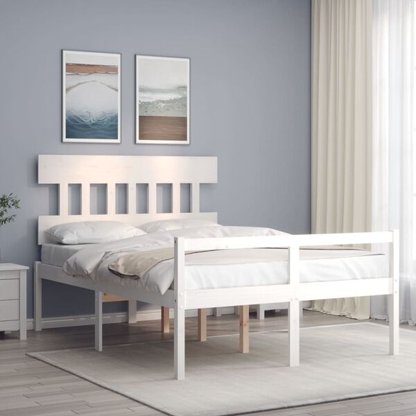 vidaXL Senior Bed without Mattress White Small Double Solid Wood