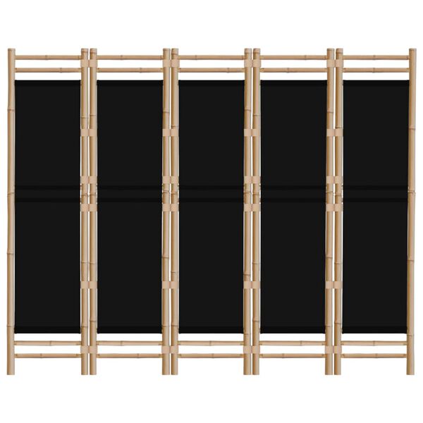 vidaXL Folding 5-Panel Room Divider 200 cm Bamboo and Canvas