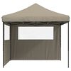 vidaXL Foldable Party Tent Pop-Up with 2 Sidewalls Taupe