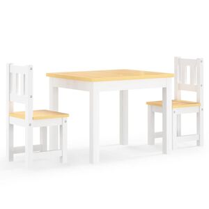 vidaXL 3 Piece Children Table and Chair Set White and Beige MDF