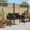 vidaXL Outdoor Bench with Cushion Black 117 x 54 x 74.5 cm Poly Rattan