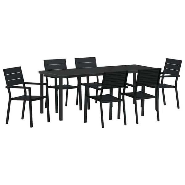 vidaXL Garden Dining Set 7 pcs Black Powder-Coated Steel