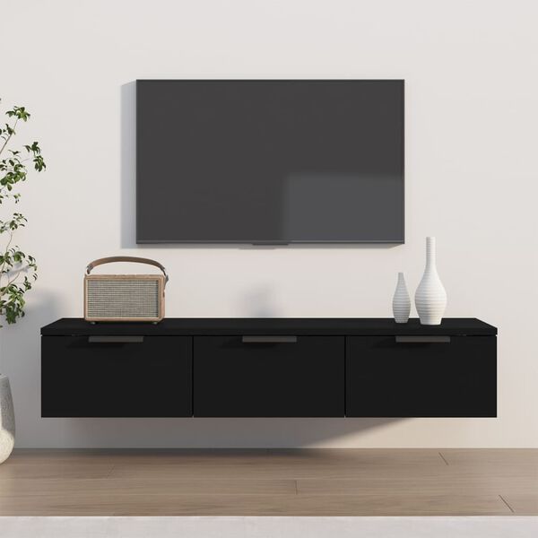 vidaXL Wall Cabinet Black 102x30x20 cm Engineered Wood