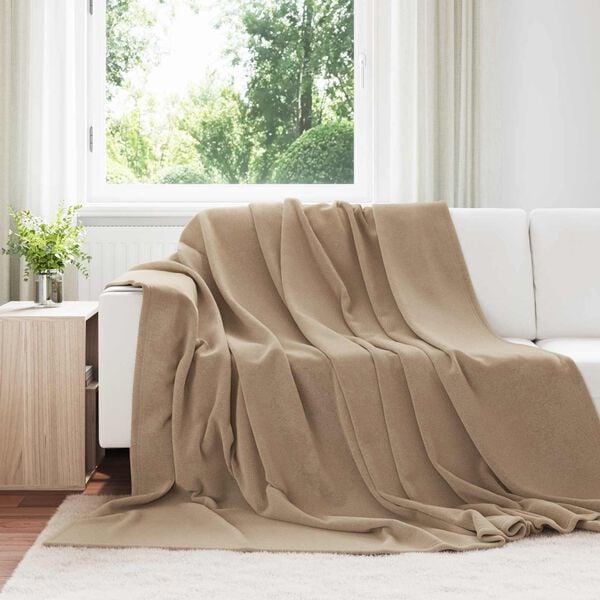 vidaXL Throw Blanket Camel 240 x 270 cm Fleece