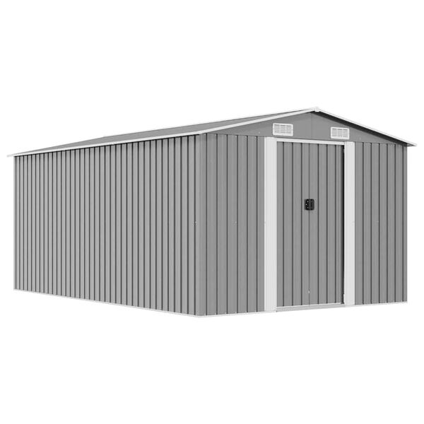 vidaXL Garden Shed 257x392x181 cm Metal Grey