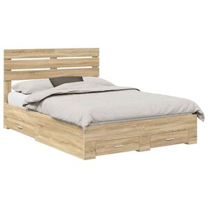vidaXL Bed Frame with Drawer with Headboard Manual Engineered Wood