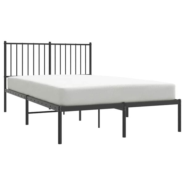 vidaXL Metal Bed Frame without Mattress with Headboard Black 120x190cm