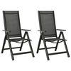 vidaXL Folding Chairs 2 pcs Textilene and Aluminium Black