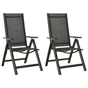 vidaXL Folding Chairs 2 pcs Textilene and Aluminium Black