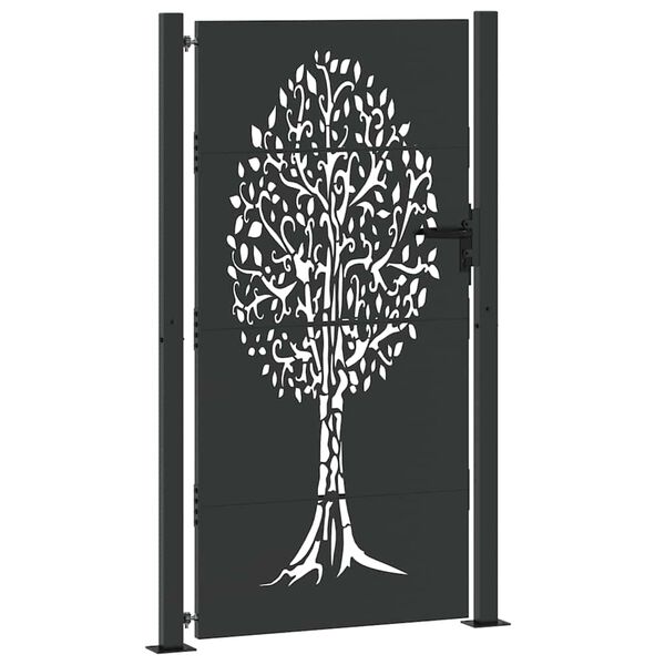 vidaXL Garden Gate with Lock Black 85 x 180 cm Powder-coated steel