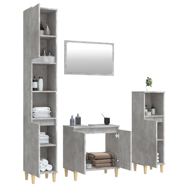 vidaXL 4 Piece Bathroom Furniture Set Concrete Grey Engineered Wood