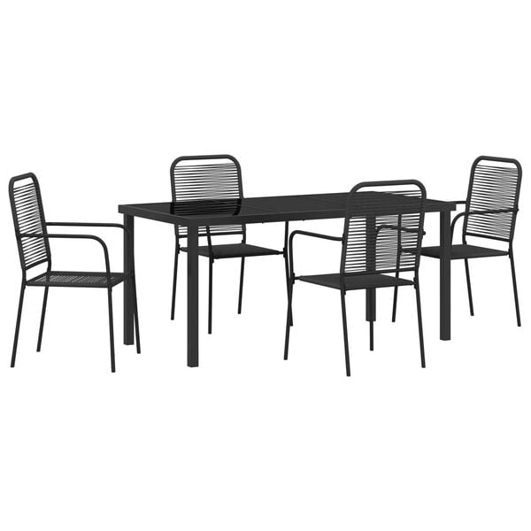 vidaXL Garden Dining Set 5 pcs Black Powder-Coated Steel