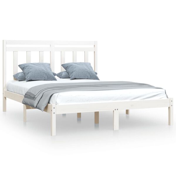 vidaXL Bed Frame without Mattress White 160x200 cm Solid Wood