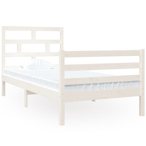 vidaXL Bed Frame without Mattress White 90x190 cm Single Single Solid Wood