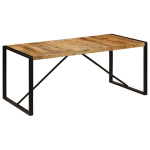 vidaXL Dining Table | Brown and Black | Rough Mango Wood | Medium | Industrial