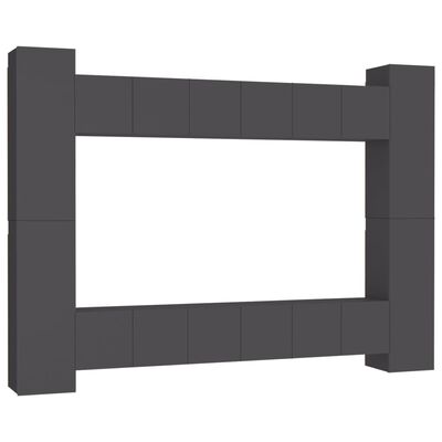 vidaXL 10 Piece TV Cabinet Set Grey Engineered Wood