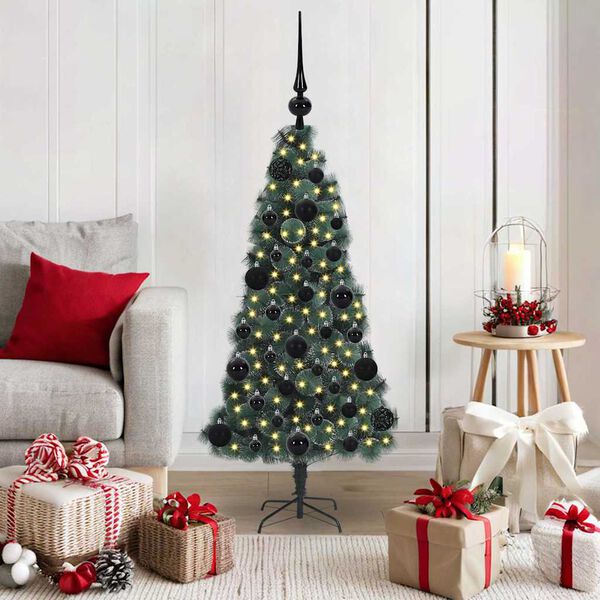 vidaXL Artificial Pre-lit Christmas Tree with Ball Set Green 120 cm