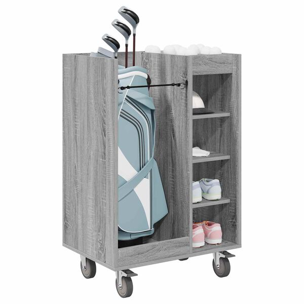 vidaXL Golf Cabinet with Wheel Plain Grey Sonoma 65 x 45 x 98 cm