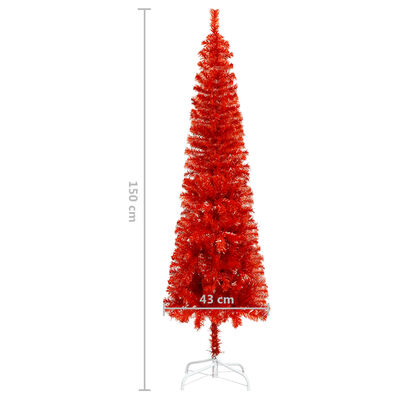 vidaXL Slim Christmas Tree Red 150 cm