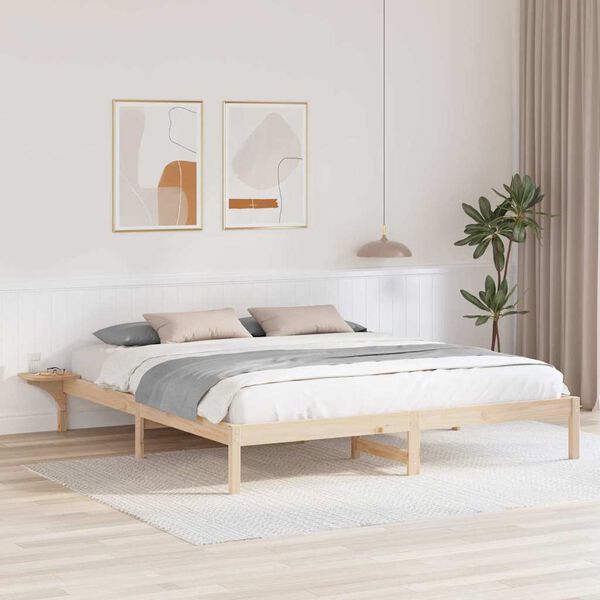 vidaXL Bed Frame Natural 180 x 200 cm Solid Pine Wood