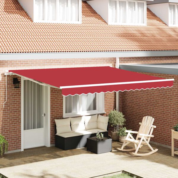 vidaXL Retractable Awning Red 400 x 300 cm Polyester and Aluminium