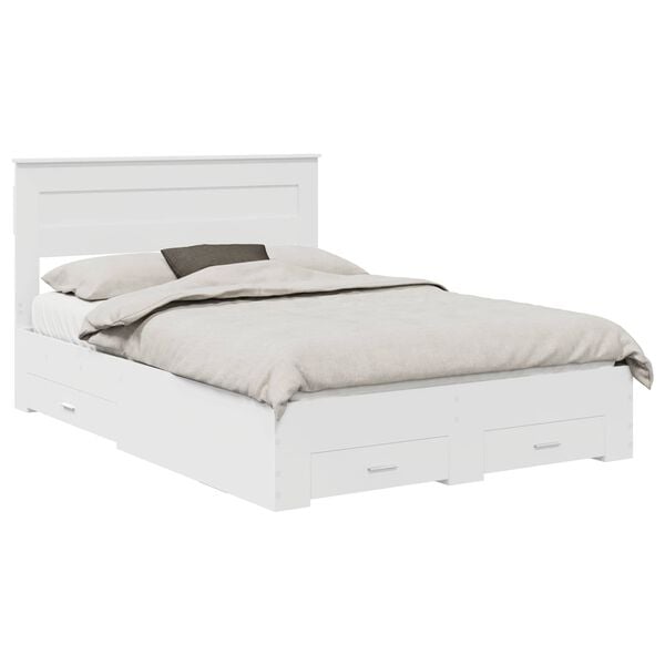 vidaXL Bed Frame with Headboard White 160 x 200 cm Engineered Wood