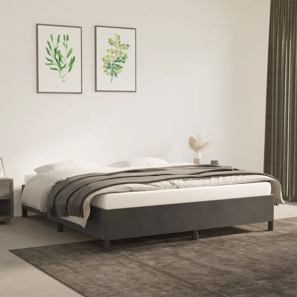 vidaXL Bed Frame without Mattress Dark Grey Super King Velvet