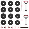 vidaXL 4-in-1 Dumbbell Set Black and Red 121 x 19.5 x 19.5 cm