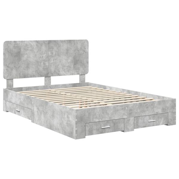 vidaXL Bed Frame Concrete Grey 150 x 200 cm Engineered Wood