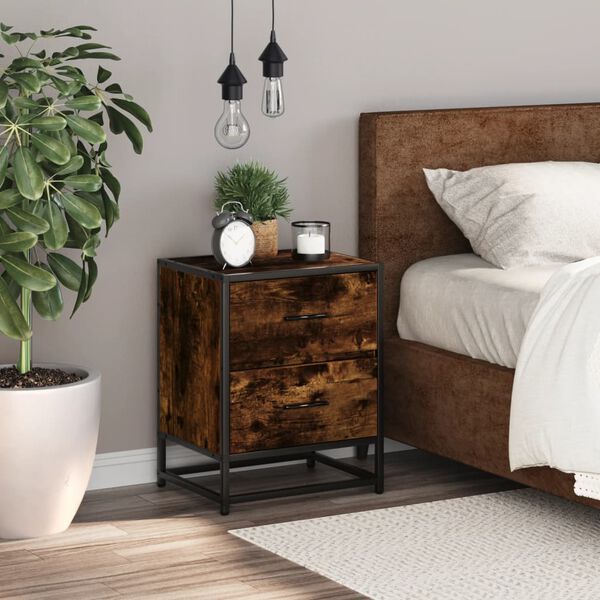 vidaXL Bedside Cabinet Smoked Oak 40x31x50 cm Engineered Wood
