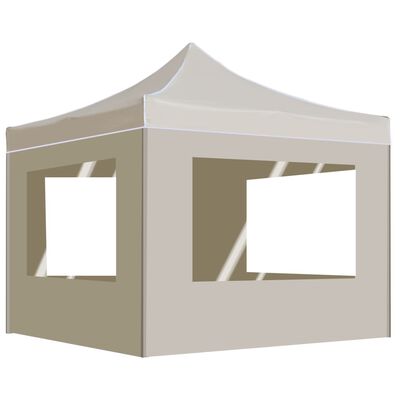 vidaXL Professional Folding Party Tent with Walls Aluminium 2x2 m Cream
