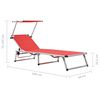 vidaXL Folding Sun Loungers with Roof 2 pcs Aluminium&Textilene Red