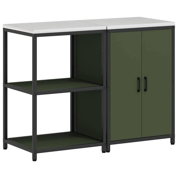 vidaXL Kitchen Storage Set 2 pcs Olive Green Cold-rolled Steel
