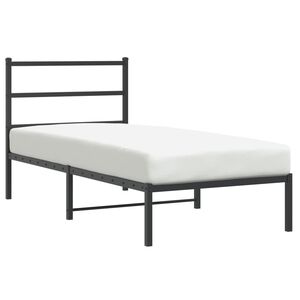 vidaXL Metal Bed Frame without Mattress with Headboard Black 90x190cm