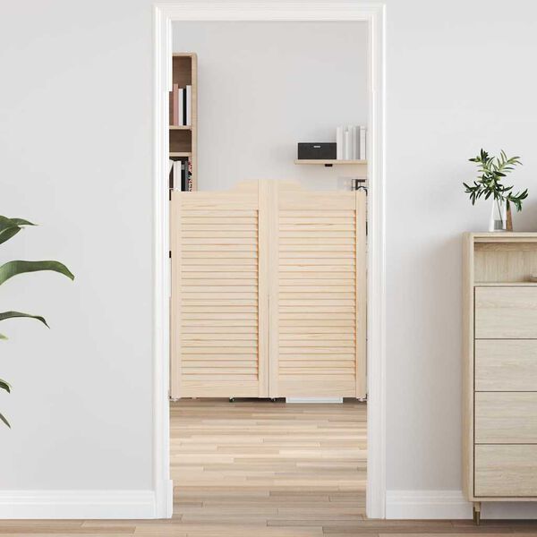 vidaXL Swing Doors Louvred Design 1-Pair 90x80 cm Solid Wood Pine