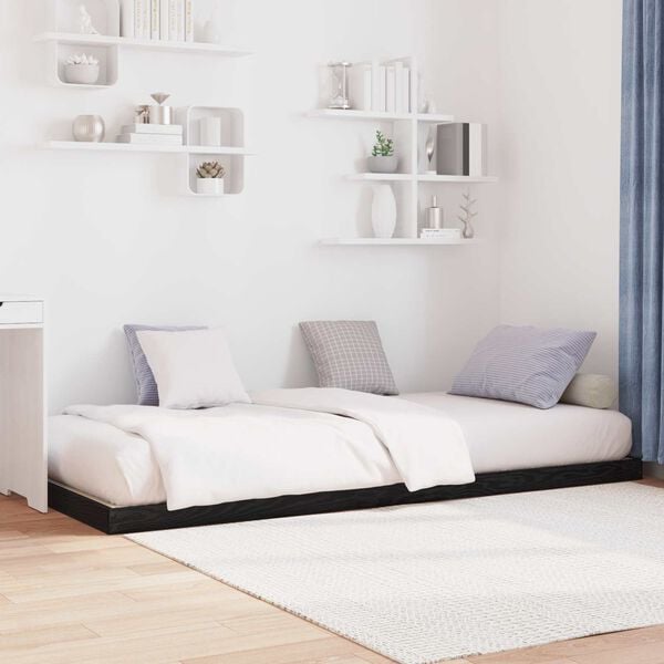 vidaXL Floor Bed Frame Black Oak 75 x 190 cm Engineered Wood