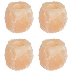 vidaXL Salt Stone Tealight Holders Pink Rock Salt