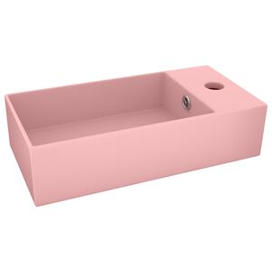 vidaXL Bathroom Sink with Overflow Ceramic Matt Pink