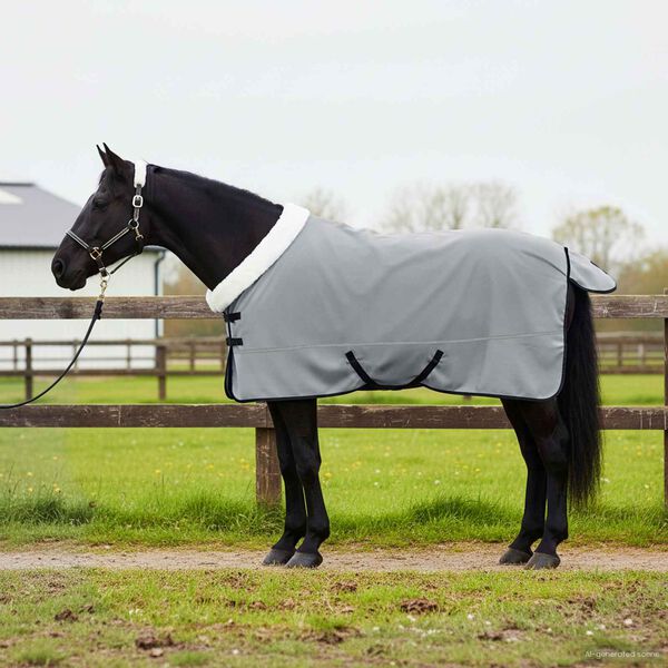vidaXL Horse Blanket Full Light Grey and Pink 165 cm Polar fleece