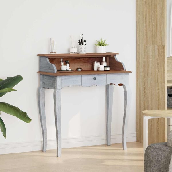 vidaXL Desk with Drawer White 80 x 40 x 92 cm Solid Mahogany Wood