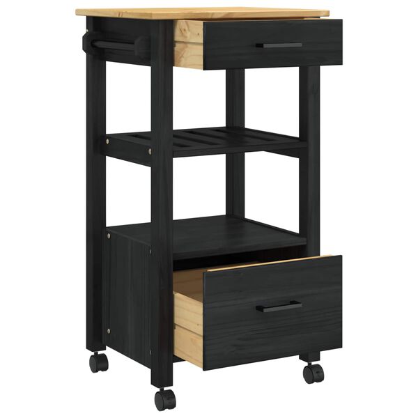 vidaXL Kitchen Trolley Plain Black