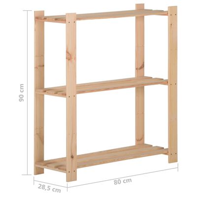 vidaXL 3-Tier Storage Rack 80x28.5x90 cm Solid Pinewood