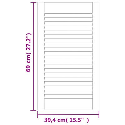 vidaXL Cabinet Doors Louvred Design 2 pcs White 69x39.4 cm Solid Wood Pine