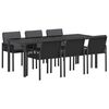 vidaXL Garden Dining Set 7 pcs Black Poly Rattan