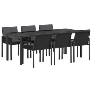 vidaXL Garden Dining Set 7 pcs Black Poly Rattan